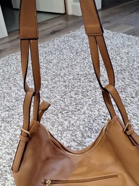Anthropologie Tan Pebbled Leather Shoulder Bag